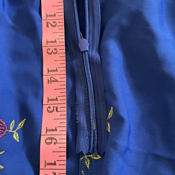 Betsey Johnson 12 Royal Blue Floral Midi Dress with Adjustable Spaghetti Straps - Picture 9 of 16